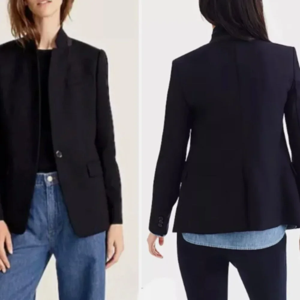 J.CREW Womens Regent Blazer Wool Black B0323‎ Size 00